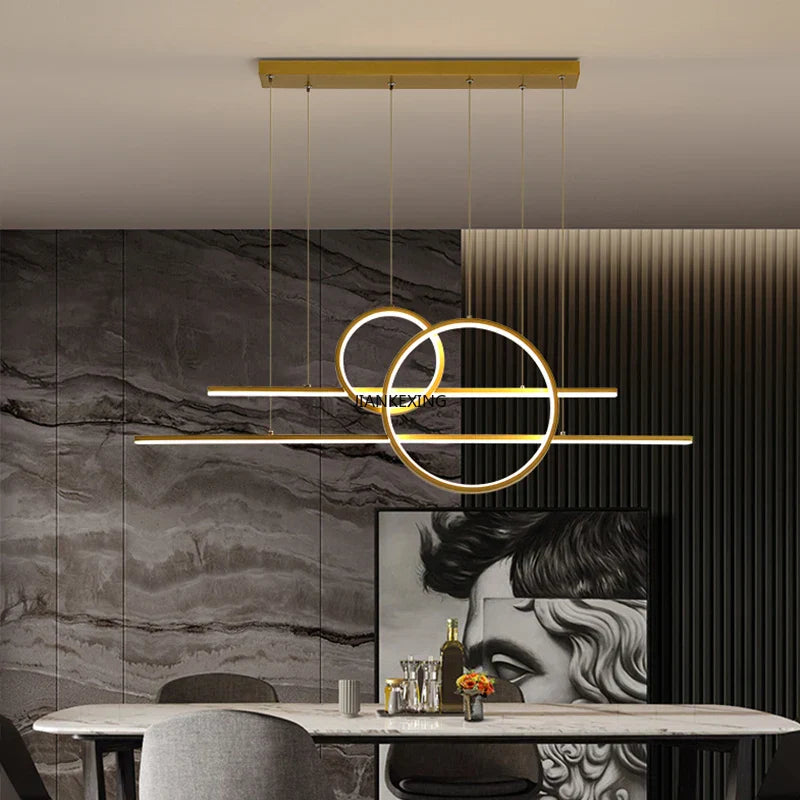 Lámpara de araña LED regulable en negro y dorado Decorbites™ para iluminación de comedor, cocina y bar