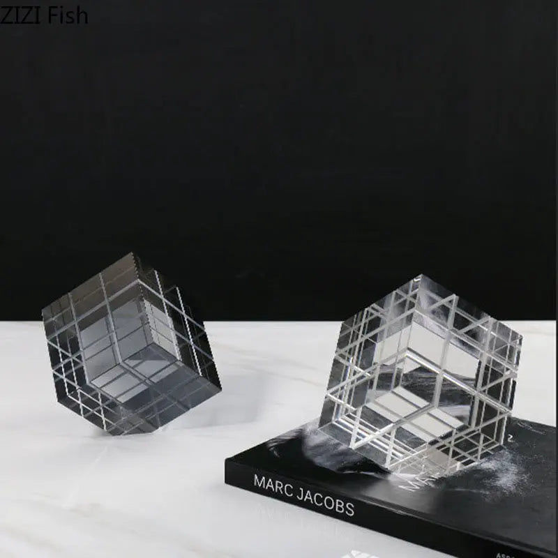 DecorBites™ Cubo Mágico de Cristal Adorno de Escritorio Escultura Artesanías Decorativas