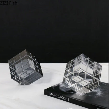 DecorBites™ Cubo Mágico de Cristal Adorno de Escritorio Escultura Artesanías Decorativas