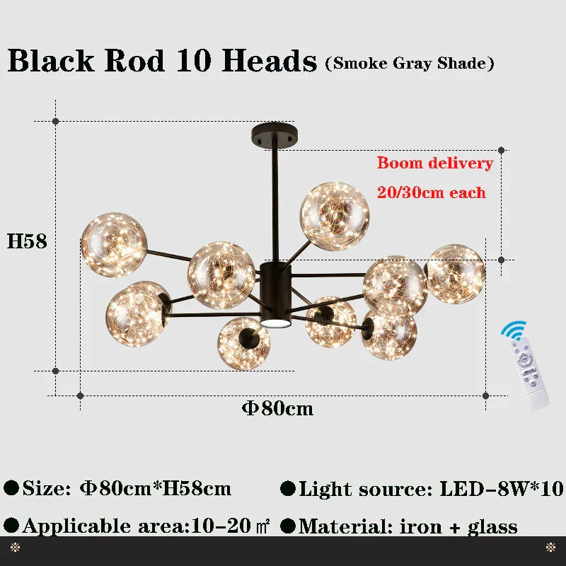 ثريا DecorBites™‎ الزجاجية على شكل فرع: إضاءة سقف كريستالية LED عصرية لغرفة المعيشة