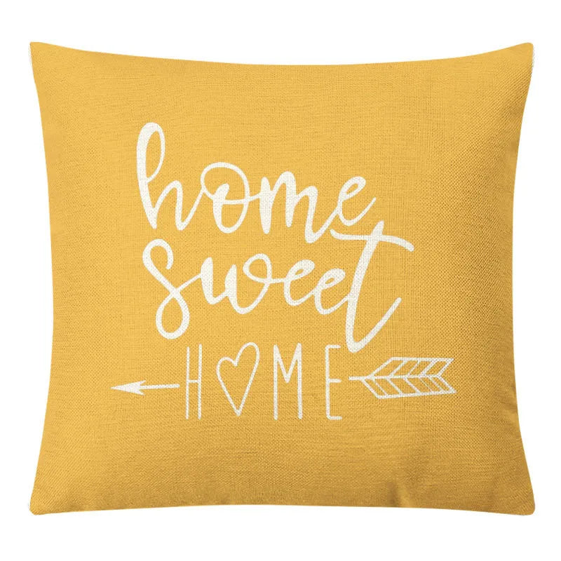 غطاء وسادة من الكتان الأصفر الهندسي من DecorBites™ للديكور العصري 45×45 سم