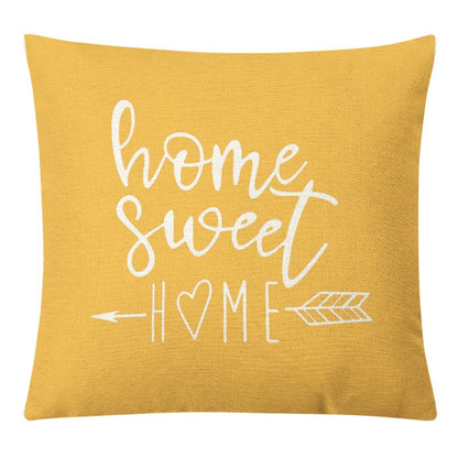 غطاء وسادة من الكتان الأصفر الهندسي من DecorBites™ للديكور العصري 45×45 سم