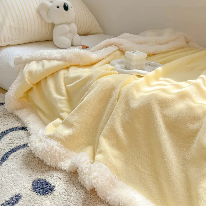 Decobites Plush Lamb Wool Bed Blanket, Soft Cozy Velvet, Warm Fluffy Flannel, 150x200cm, 200x230cm