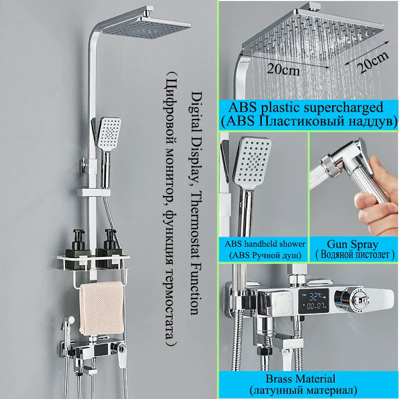 DecorBites™ Digital Thermostatic Shower Faucet Set with Bidet Sprayer