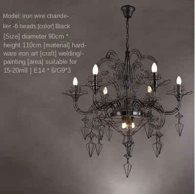 DecorBites™ Baroque Black Candle Chandelier Pendant Lamp for Bedroom, Living Room & Restaurant