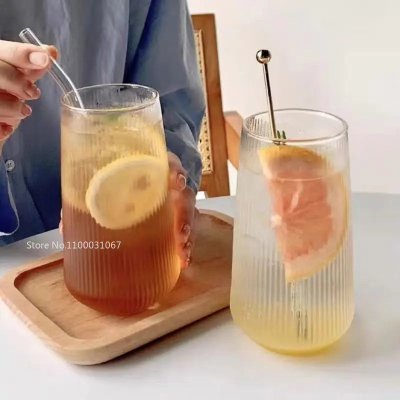 DecorBites™ Glass Coffee Cup Set 500ml - Retro Transparent Tea Drink Mug - Drinkware Collection