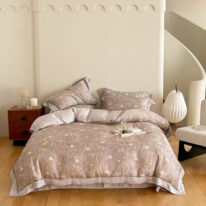 DecorBites™ Egyptian Cotton Bedding Set Queen King Ru Double, Quilt Cover Sheet Pillowcase