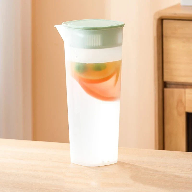 Frosted Glass Water Bottle Green Set 4 Cups