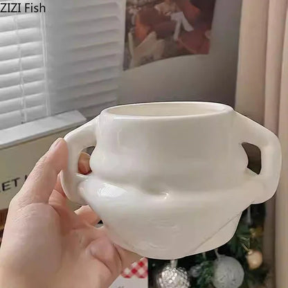 DecorBites™ Big Belly Ceramic Mug Set for Dining Table, Coffee, Tea, and Juice