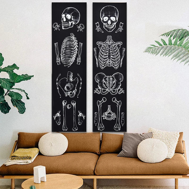 Decobites Skull Tapestry: Psychedelic Skeleton Hippie Wall Hanging & Mandala Art