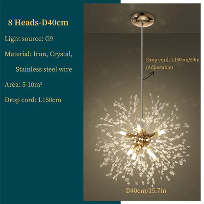 DecorBites™ Dandelion Art Crystal Chandelier: Nordic Modern Luxury for Living Room & Restaurant