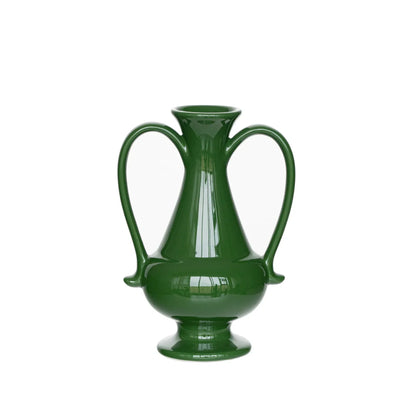 Jarrón Cerámico Verde Decorbites™ de Dos Asas Estilo Vintage Botella para Arreglos Florales Decoración del Hogar