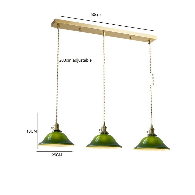 Luces colgantes LED de vidrio verde Decorbites™: Lámpara colgante de estilo vintage japonés-americano