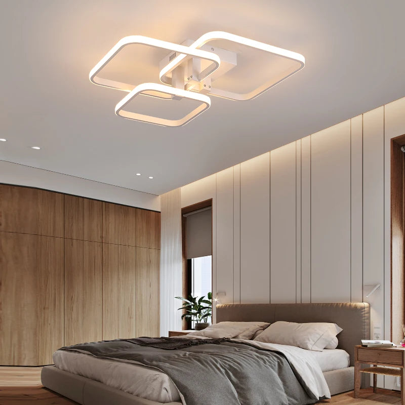 FANPINFANDO Rectangle Acrylic Aluminum Modern Led Ceiling Lights For Living Room Bedroom White/Black Led Ceiling Lamp Fixtures