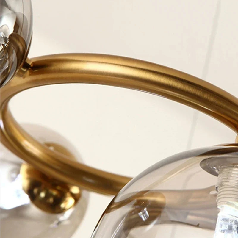 DecorBites™ Black Magic Bean Ceiling Chandelier with Golden Lamp Body Glass Pendant Light