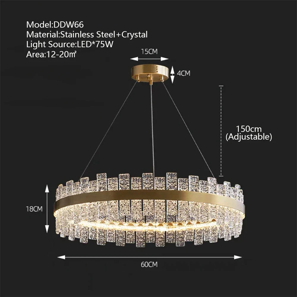 DecorBites™ Crystal LED Chandelier: Gold/Black Luxury Pendant Lighting for Home