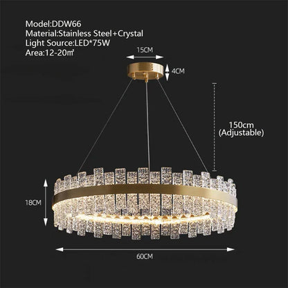 DecorBites™ Crystal LED Chandelier: Gold/Black Luxury Pendant Lighting for Home