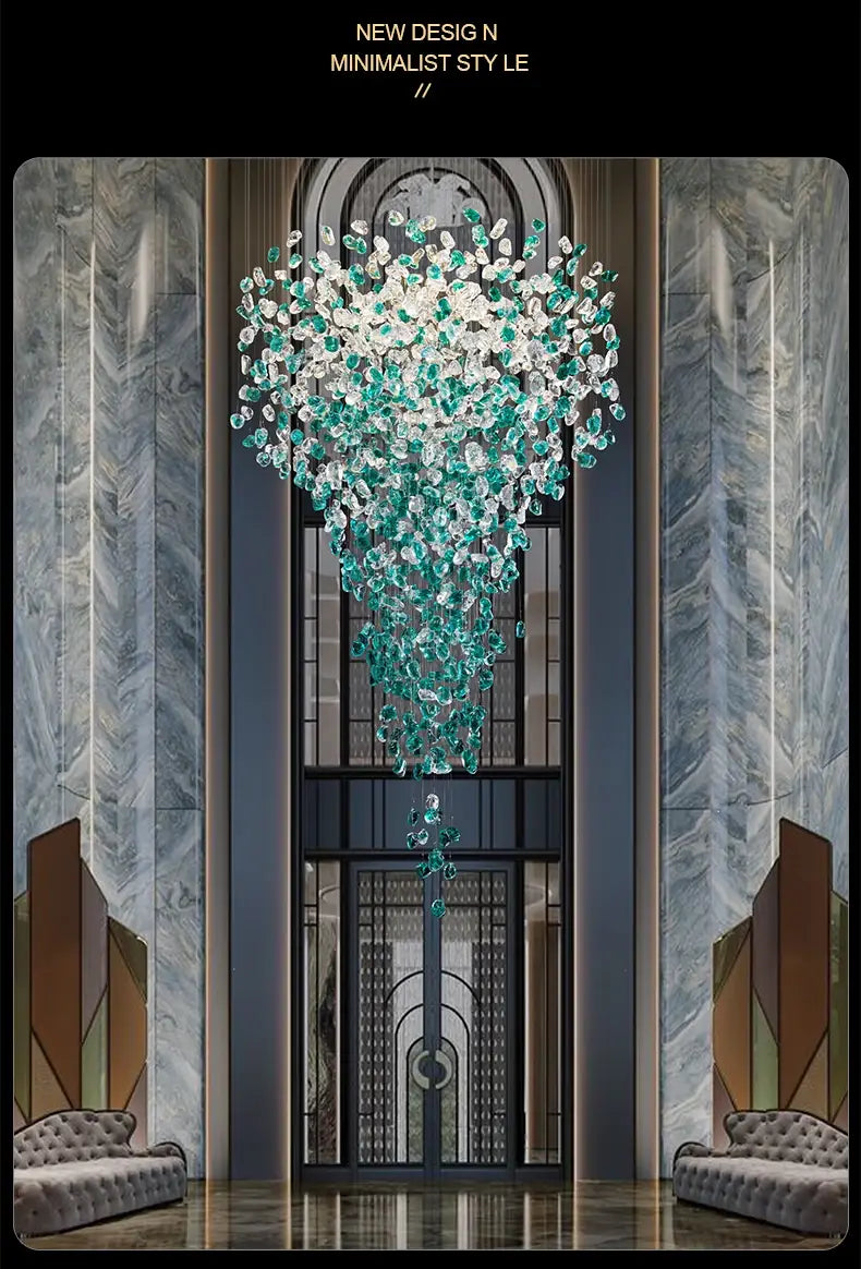 DecorBites™ Green Crystal Stone Chandelier for Modern Spaces