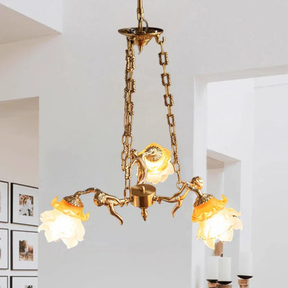 DecorBites™ Brass Angel Chandelier: Luxury Burnishing Pendant Lights for Living Room