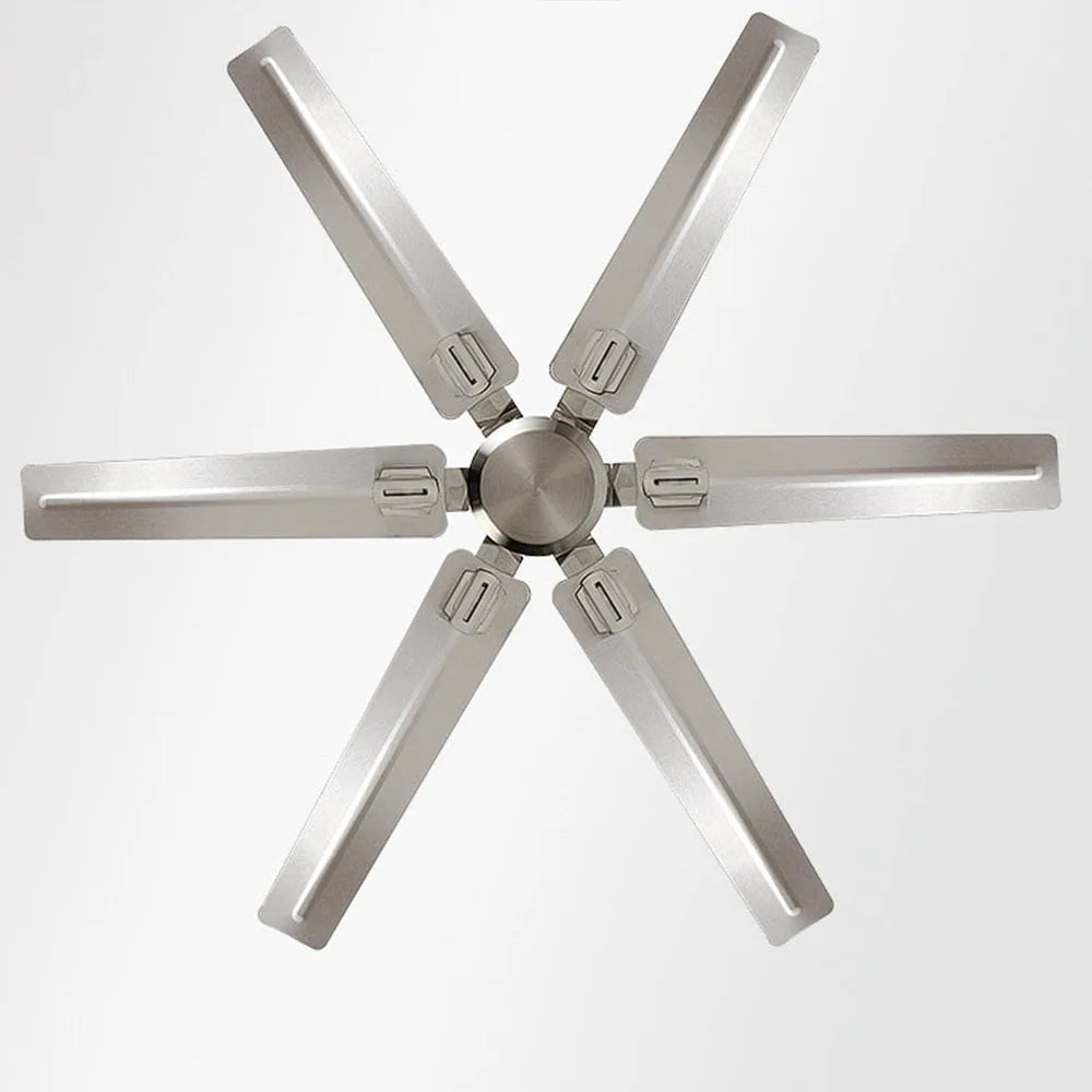 DecorBites™ Large 6-Blade Stainless Steel Ceiling Fan for Living Room, Bedroom, Office