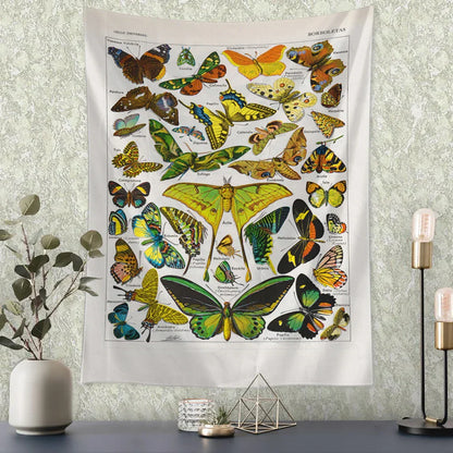 Decobites Butterfly Vintage Tapestry Wall Hanging Natural Boho Art Decor