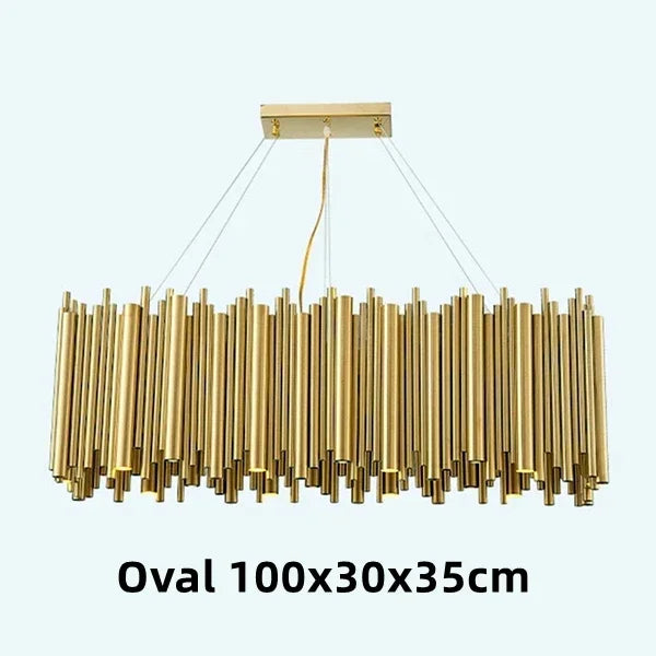 DecorBites™ Gold Brubeck LED Chandelier Pendant Light - Stylish Aluminum Alloy Tube Suspension Luminaire