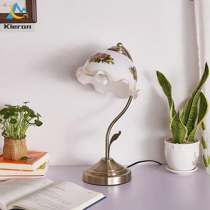 DecorBites™ Glass Flower Led Desk Lamp, Dimmable Modern Table Lamp for Bedroom, Living Room
