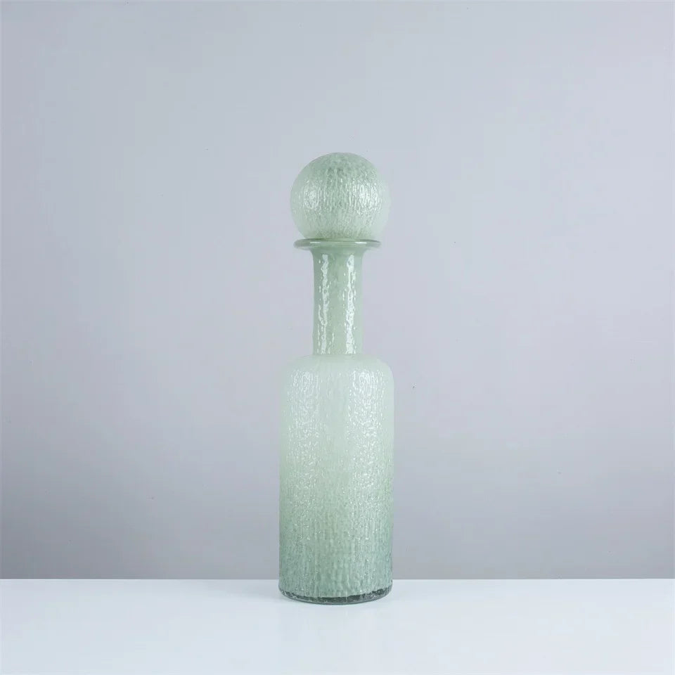 DecorBites™ Grey Round Glass Vase Hammer Lid Terrarium Home Decoration