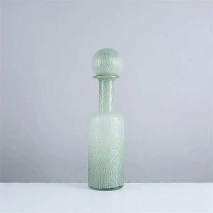 DecorBites™ Grey Round Glass Vase Hammer Lid Terrarium Home Decoration