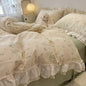 Decobites Floral Lace Ruffles Bedding Set in 100% Cotton, Korean Style, Single/Queen/King Size