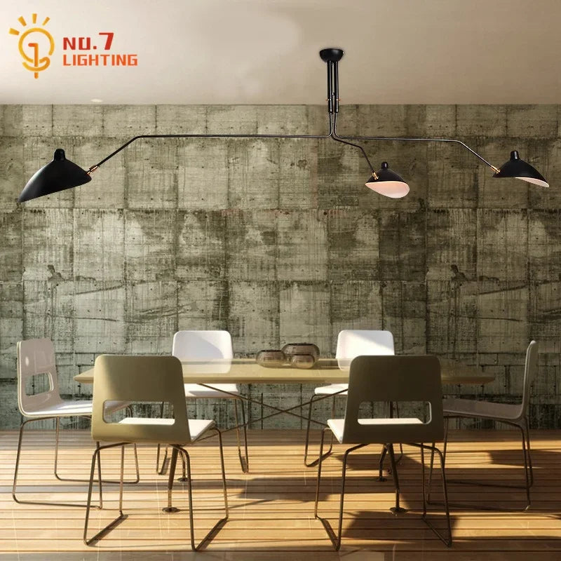 Lámpara de techo DecorBites™ Industrial Spider Serge Mouille, iluminación LED E27 negra