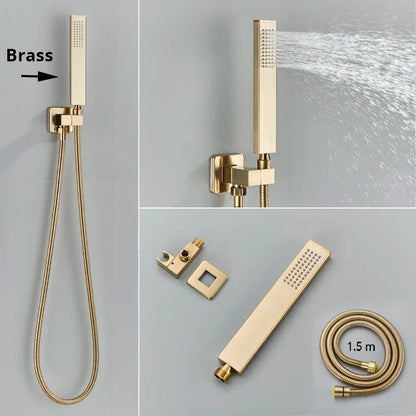 DecorBites™ Gold Thermostatic Rainfall Shower Faucet Mixer Set for Bathroom with Ceiling Wall Mount