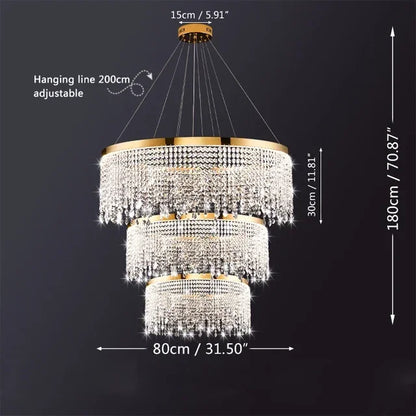 DecorBites™ Crystal Chandelier Luxury Pendant Light for Living Dining Room LED Fixture