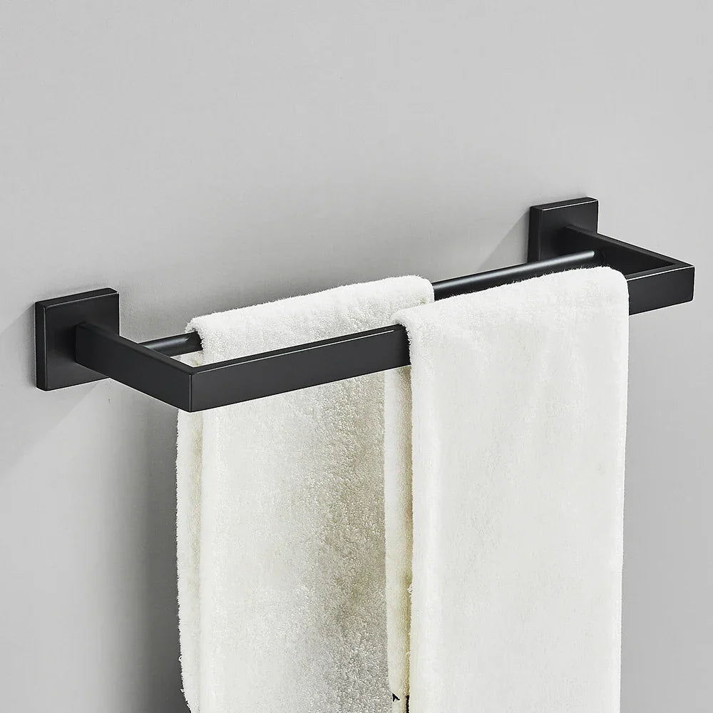 Toallero DecorBites™ negro de 40 cm, acero inoxidable SUS304, moderno, dorado, para montaje en pared