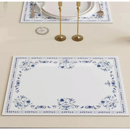 غطاء مفرش طاولة DecorBites™ بطبعة البصل الأزرق: ديكور فاخر لحفلات الطعام الريفية الفرنسية