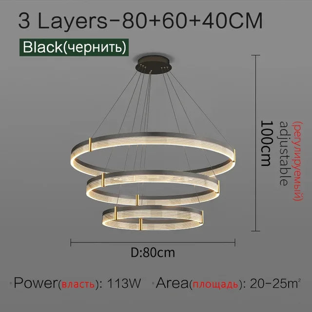 DecorBites™ Circle Chandelier Acrylic Shade, High-End Designer Hanging Lighting for Home and Restaurant