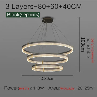 DecorBites™ Circle Chandelier Acrylic Shade, High-End Designer Hanging Lighting for Home and Restaurant