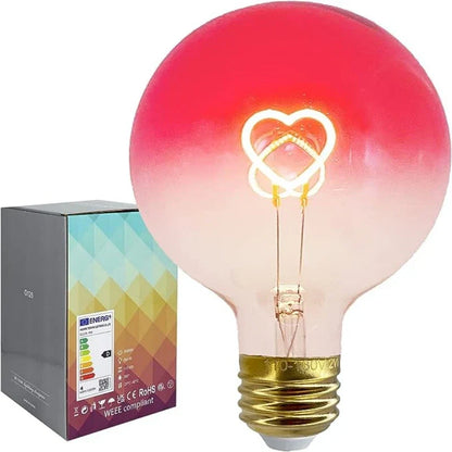 DecorBites™ Gradient Pink LED Filament Heart Light Bulb - E27 Dimmable Romantic Warm Light