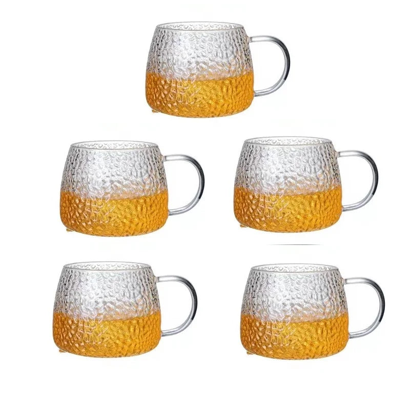 Vaso de agua de vidrio borosilicato DecorBites™ con asa - Vaso aislante térmico para té de limón y zumo