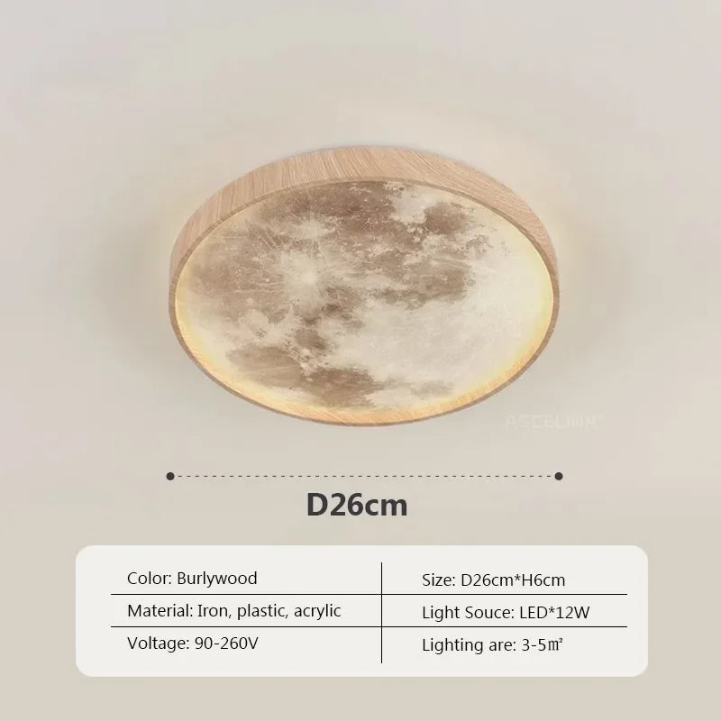 DecorBites™ LED Moon Wood Ceiling Light 26/34CM Walnut Decor - Bedroom Living Room Home Illumination