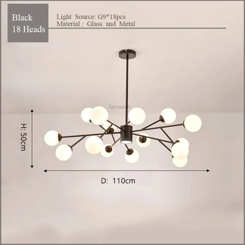 DecorBites™ Gold Black LED Ceiling Chandelier for Living Room Bedroom Lighting Fixtures