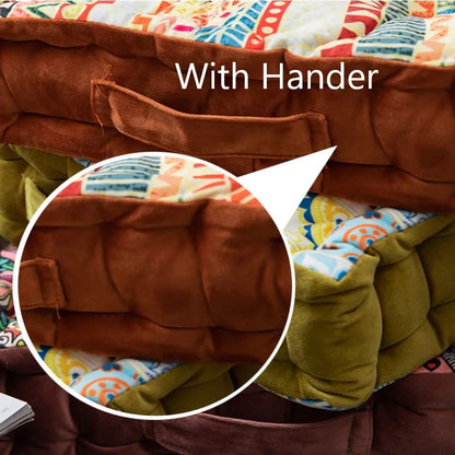 DecorBites™ Bohemian Mandala Velvet Floor Cushion for Reading Nook and Party Decor