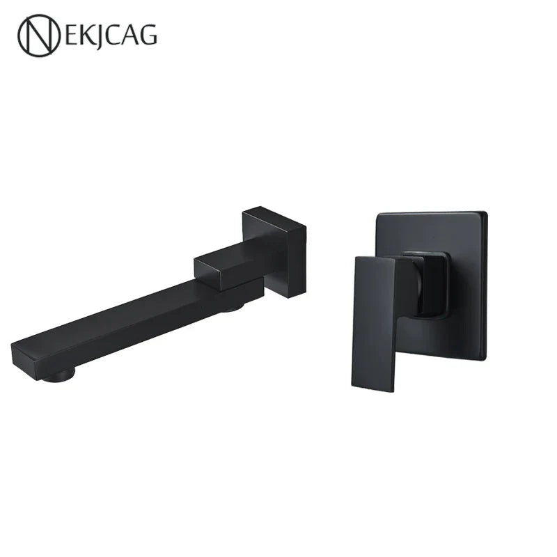 DecorBites™ Brushed Gold Wall Mounted Basin Faucet with Rotating Mixer