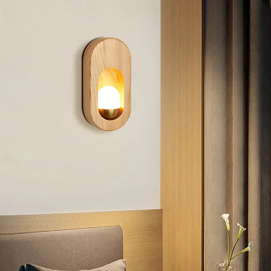 DecorBites™ LED Wooden Wall Lamp for Bedroom Living Room Study Aisle Home Lighting