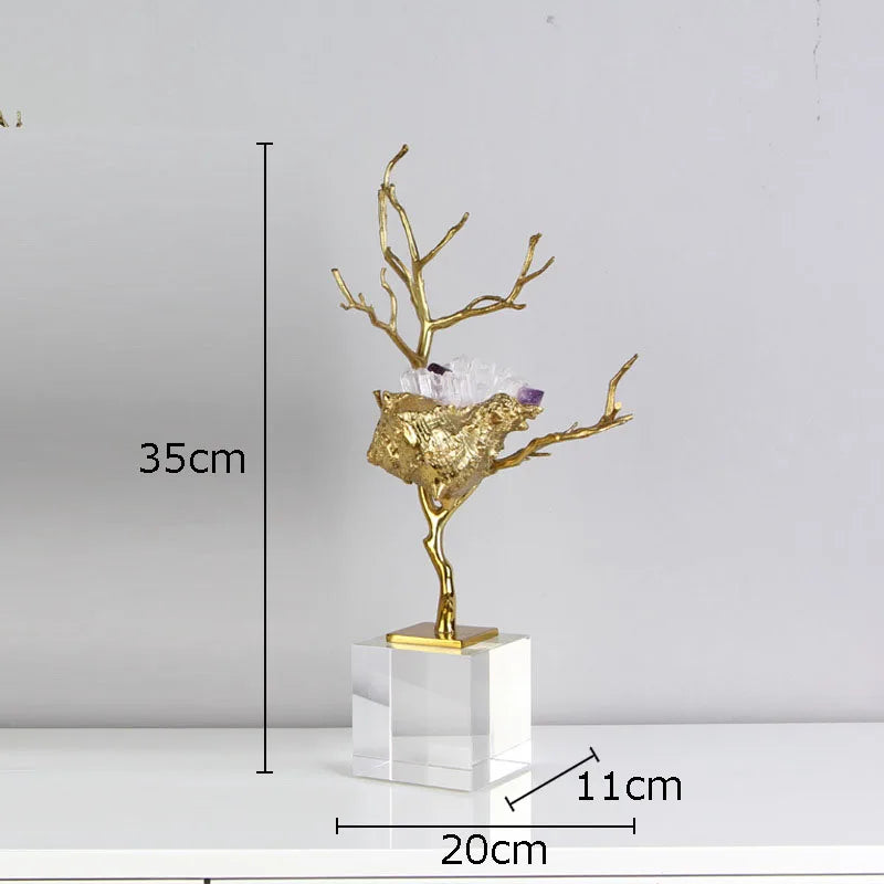 DecorBites™ Golden Conch Metal Sculpture Decorative Figurine Artwork for Modern Home Decor