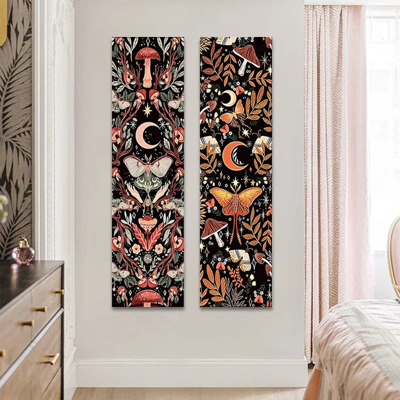 Moth & Moon Botanical Tapestry - Decobites Hippie Room Decor