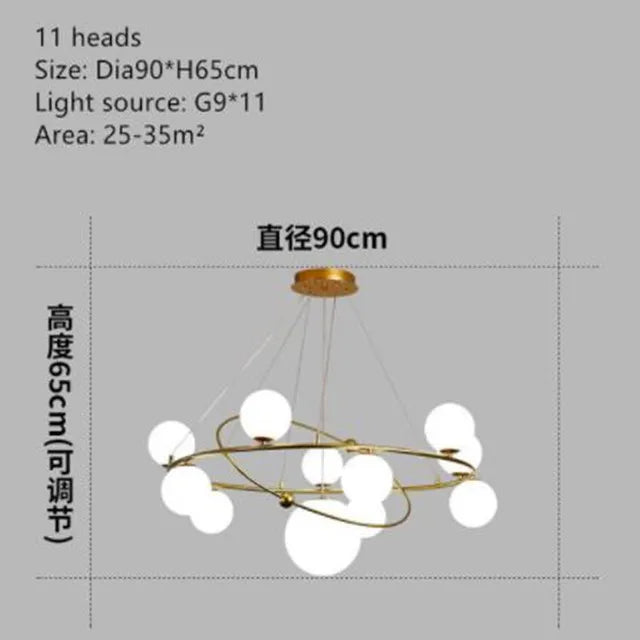 DecorBites™ Gold LED Chandelier Rings for Living Kitchen Bedroom Dining Room