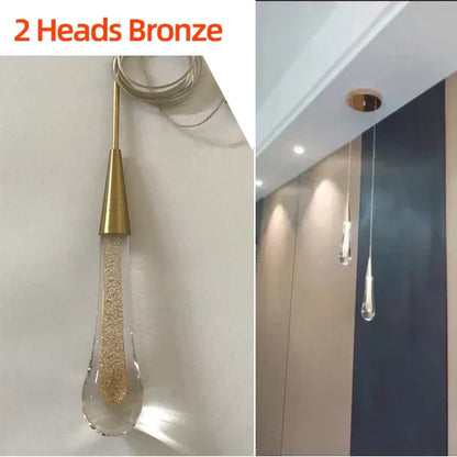 DecorBites™ Crystal Glass LED Pendant Tear Drop Light Chandelier