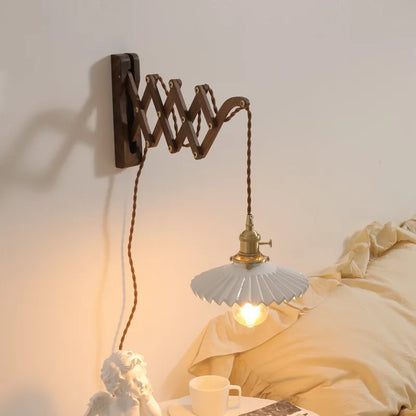 DecorBites™ Ceramic Walnut Wall Sconce with Knob Switch for Bedroom Living Room