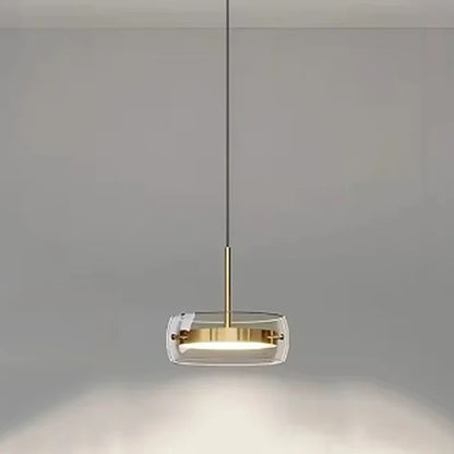 Modern Glass Ring Pendant Light in Iron